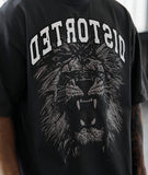 Distorted People - LION HEAVY OVERSIZED T-SHIRT dusk/ white/ brown