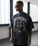 Distorted People - LION HEAVY OVERSIZED T-SHIRT dusk/ white/ brown