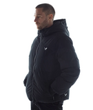 Distorted People -  Classic Hooded Puffer Jacket black/ white