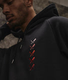 Distorted People - Multi Blades raglan hoodie Black / Red