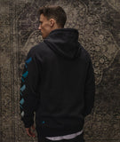 Distorted People - Multi Blades raglan hoodie Black / Blue