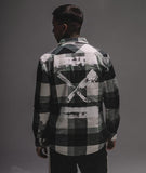 Distorted People - CHECK INKED BLADES LONGSLEEVE SHIRT  black/ offwhite/ dusty green