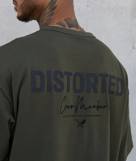 Distorted People - Crew Member Heavy Oversized T-Shirt - Olive