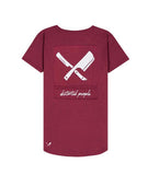 Distorted People - BLADES PATCH GRAND CREWNECK LONG T-SHIRT  dark red/ white