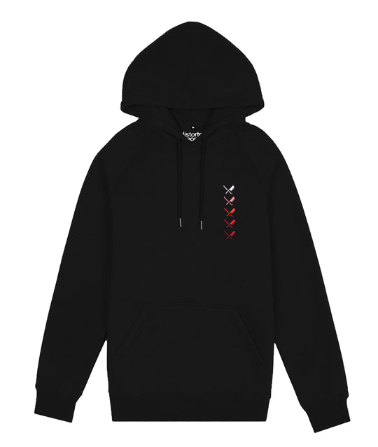 Distorted People - Multi Blades raglan hoodie Black / Red