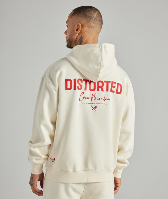 Distorted People - Crew Member oversized zip hoodie Offwhite
