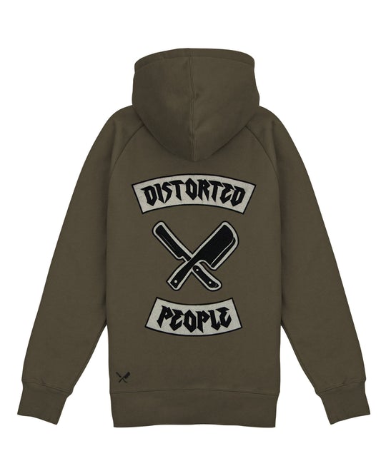 Distorted People - Patched DP Team Raglan Hoodie Olive/ Sand/ Black