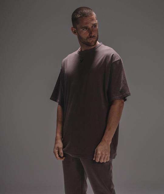 Distorted People - CLASSIC HEAVY OVERSIZED T-SHIRT  plum/ black