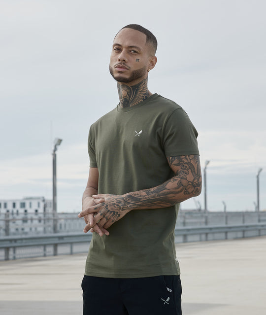 Distorted People - Inked Blades Crew Neck t-shirt Olive / Off-White