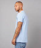 Distorted People - Classic Crewneck T-Shirt Light Blue/ White