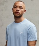 Distorted People - Classic Crewneck T-Shirt Light Blue/ White