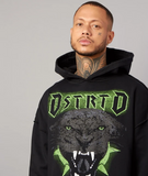 Distorted People - Vintage Panther Oversized Hoodie washed black/ white/ green