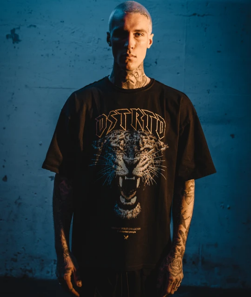 Distorted People - Vintage Panther Oversized T-Shirt washed black/ white/ blue