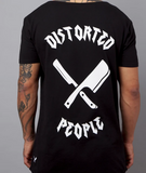 Distorted People - Team Cutted Neck Long T-Shirt black/ white