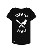 Distorted People - Team Cutted Neck Long T-Shirt black/ white