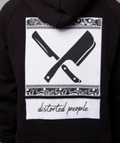 Distorted People - Blades Bandana Patch Raglan Hoodie black/ white