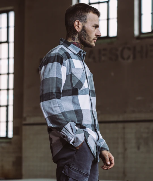 Distorted People - Check Flannel Longsleeve Hemd grey / white