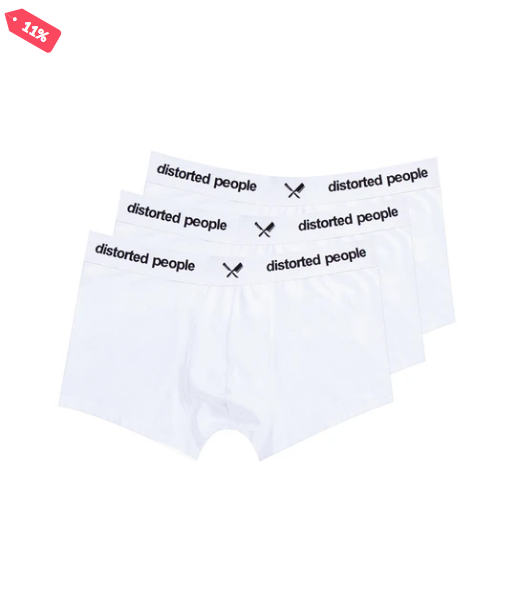 Distorted People - 3x Premium Classic Boxershorts - Weiss