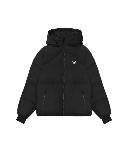 Distorted People -  Classic Hooded Puffer Jacket black/ white