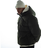 Distorted People - Classic Hooded Puffer Jacket olive/ black