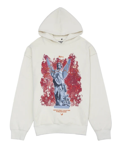 Distorted People -  Vintage Angel Oversized Hoodie light sand/ red/ black