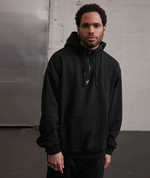 Distorted People -  Crew Member oversized half-zip hoodie black