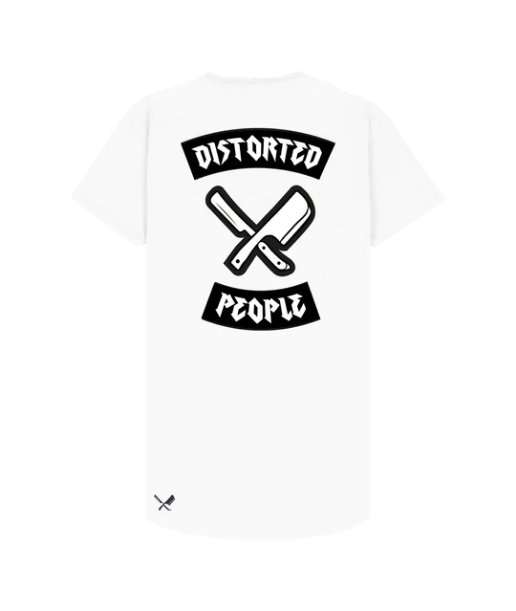 Distorted People -  Patched DP Team Crew Neck long t-shirt white