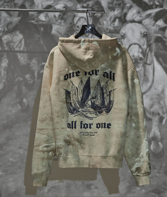Distorted People - All for One Flags oversized zip hoodie Offwhite